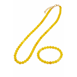 Naszyjnik + bransoletka z kamieni [agat żółty] - MF4106564